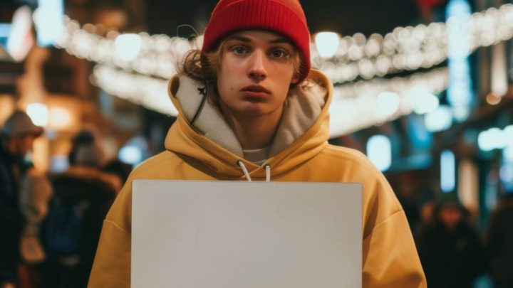 Une personne consulte une affiche annonçant des concerts locaux.