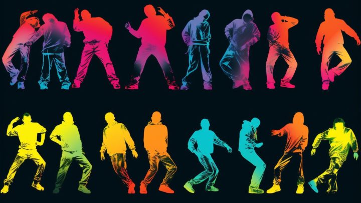 Danseurs de hip-hop réunis en cercle lors d’une battle urbaine.